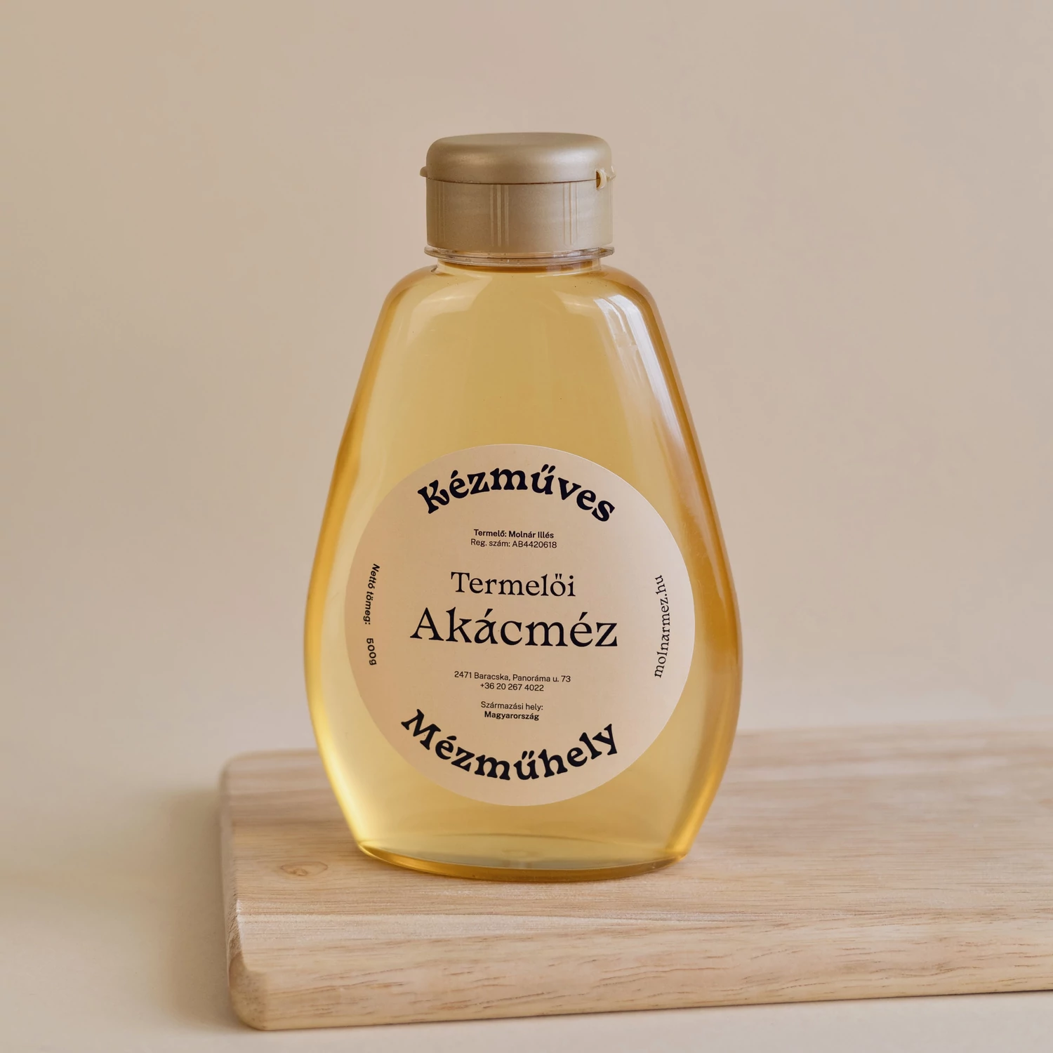 Akácméz cseppmentes flakonban 500g